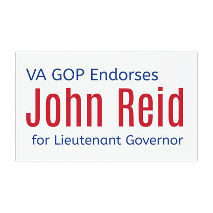 John Reid for Virginia Lieutenant Governor 2025 - Bold Patriotic Car Magnet - 7.5" x 4.5" Easy-Remove Decal