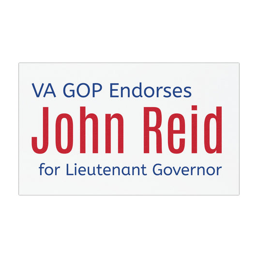 John Reid for Virginia Lieutenant Governor 2025 - Bold Patriotic Car Magnet - 7.5" x 4.5" Easy-Remove Decal