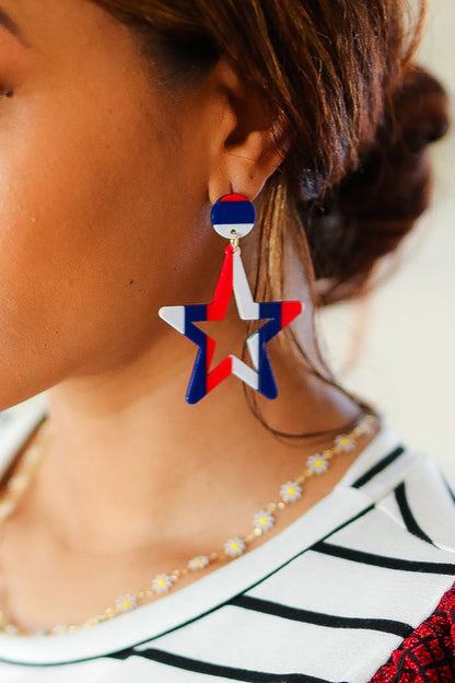 Americana Patriotic Star Dangle Earrings