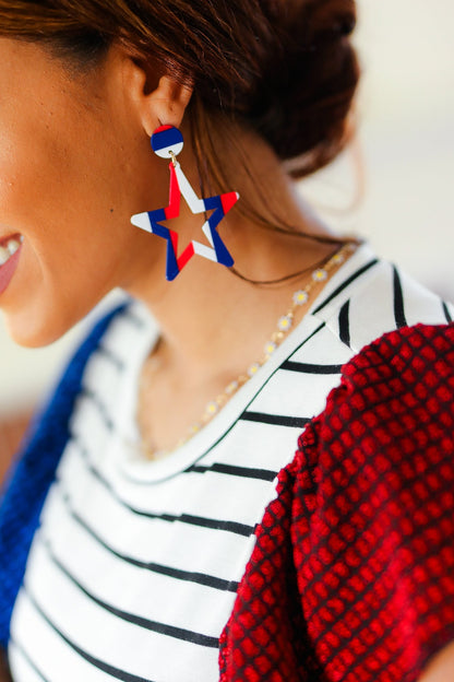 Americana Patriotic Star Dangle Earrings