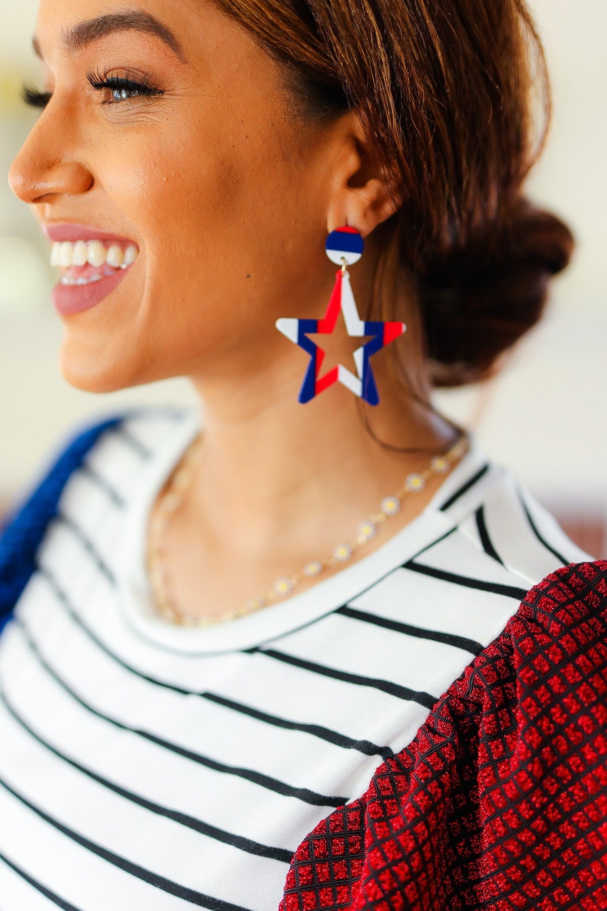 Americana Patriotic Star Dangle Earrings