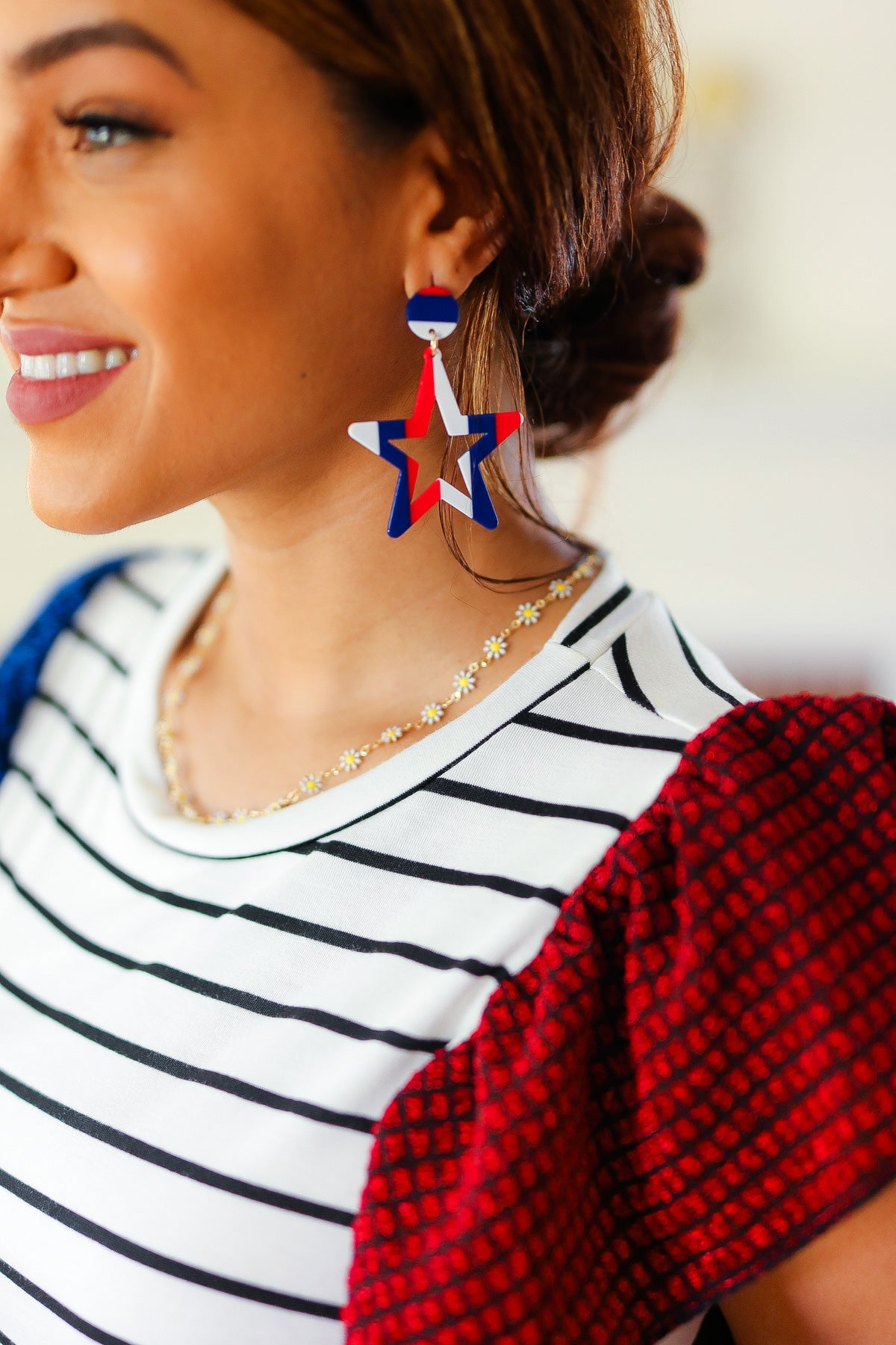 Americana Patriotic Star Dangle Earrings