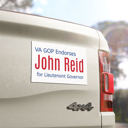 John Reid for Virginia Lieutenant Governor 2025 - Bold Patriotic Car Magnet - 7.5" x 4.5" Easy-Remove Decal