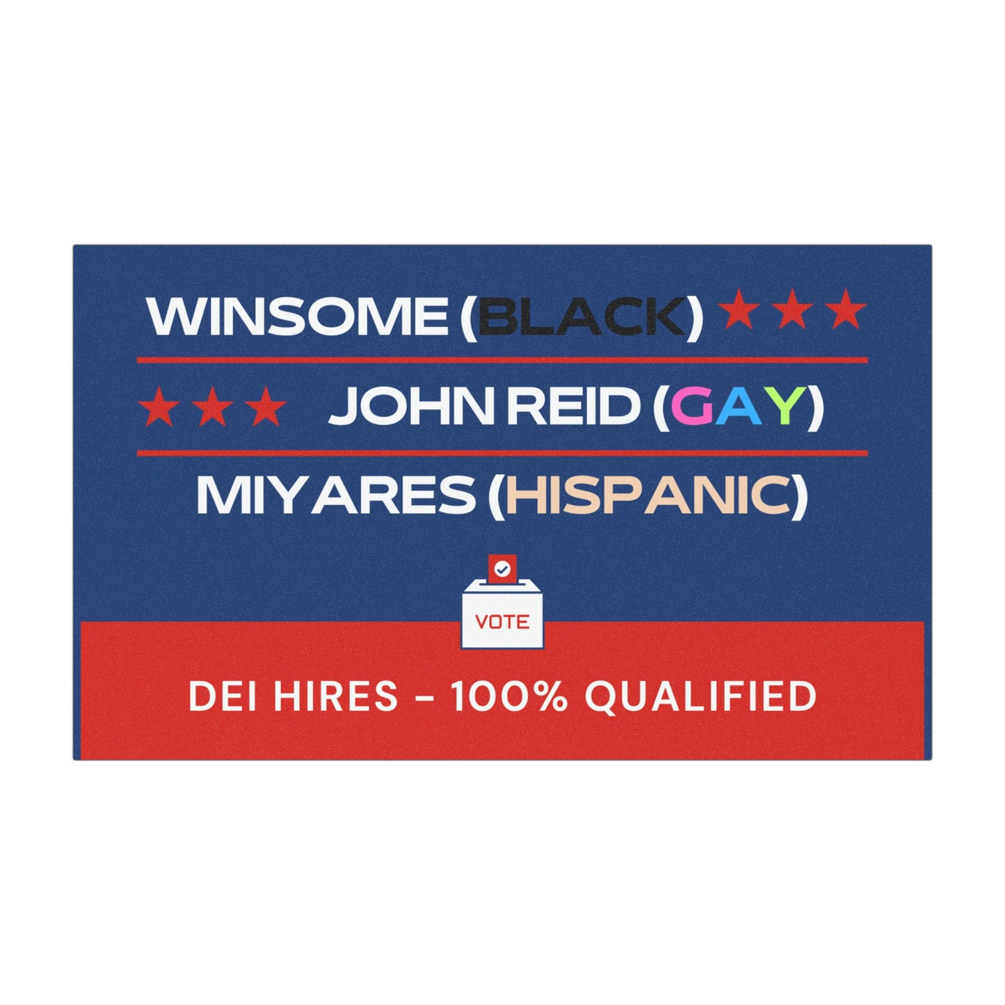 Car Magnet: Winsome Earle-Sears, Reid, and Miyares - Merit Over DEI (7.5" x 4.5")
