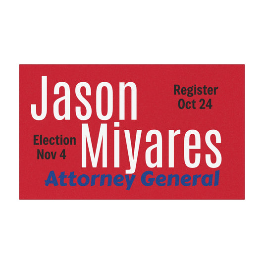 Re-Elect Jason Miyares Virginia Attorney General 2025 - Vibrant Patriotic Car Magnet - 7.5" x 4.5" Easy-Remove Decal